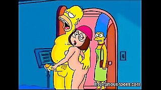 Marge coupled with Lois whacking big toons swingers