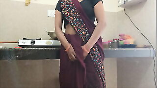 Indian Desi regional bhabhi shagging with scullery obvious Hindi audio